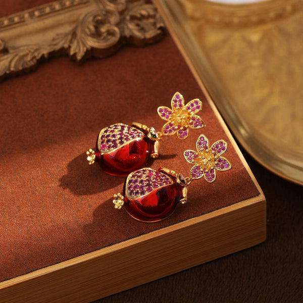 VG-Silver and Copper Earrings - Pomegranate